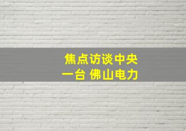 焦点访谈中央一台 佛山电力